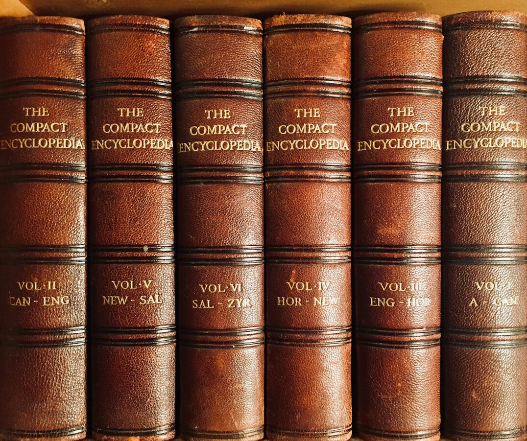 Stack of old leather-bound books
