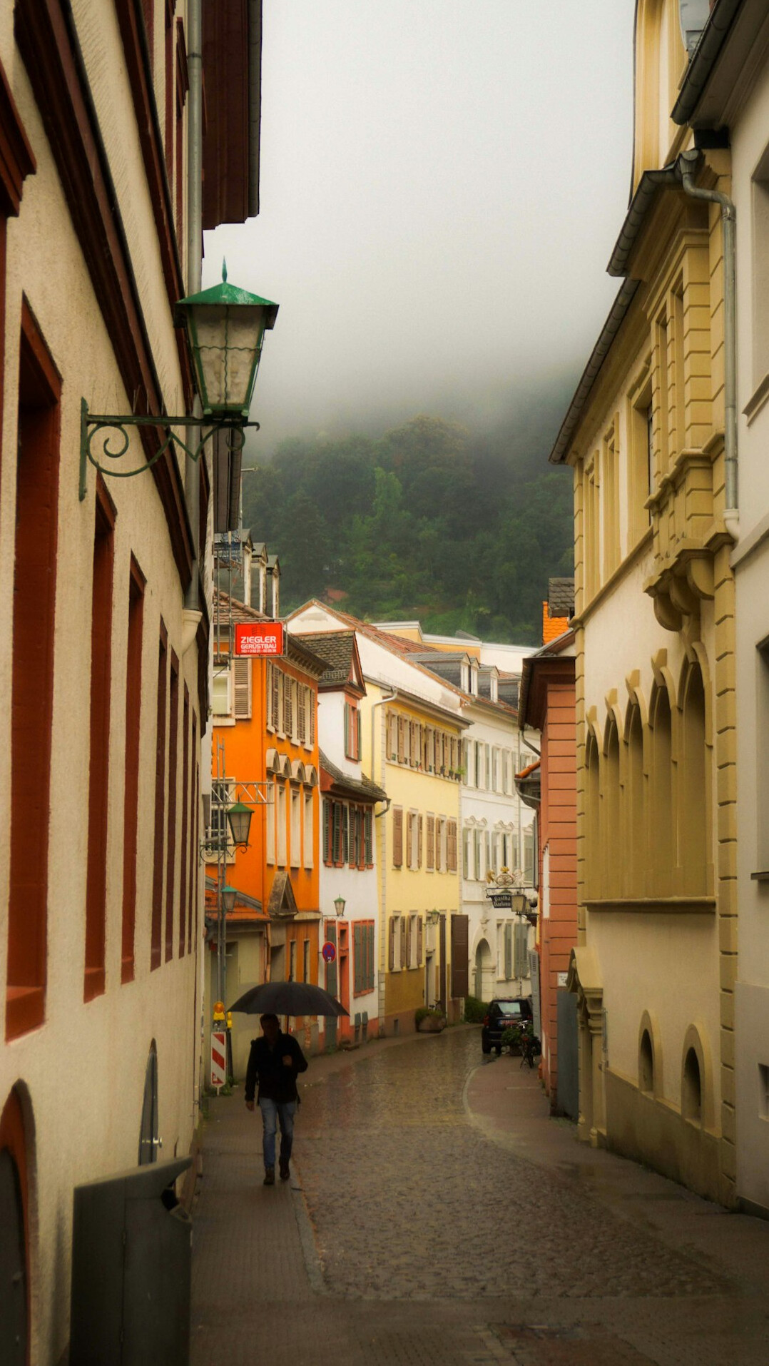 foggy historical german street